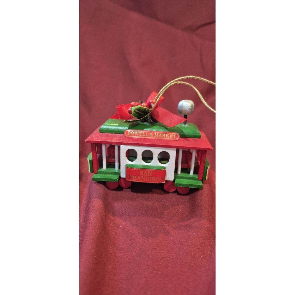 Vintage San Francisco Wood Trolley Cable Car Christmas Ornament Powell & Market